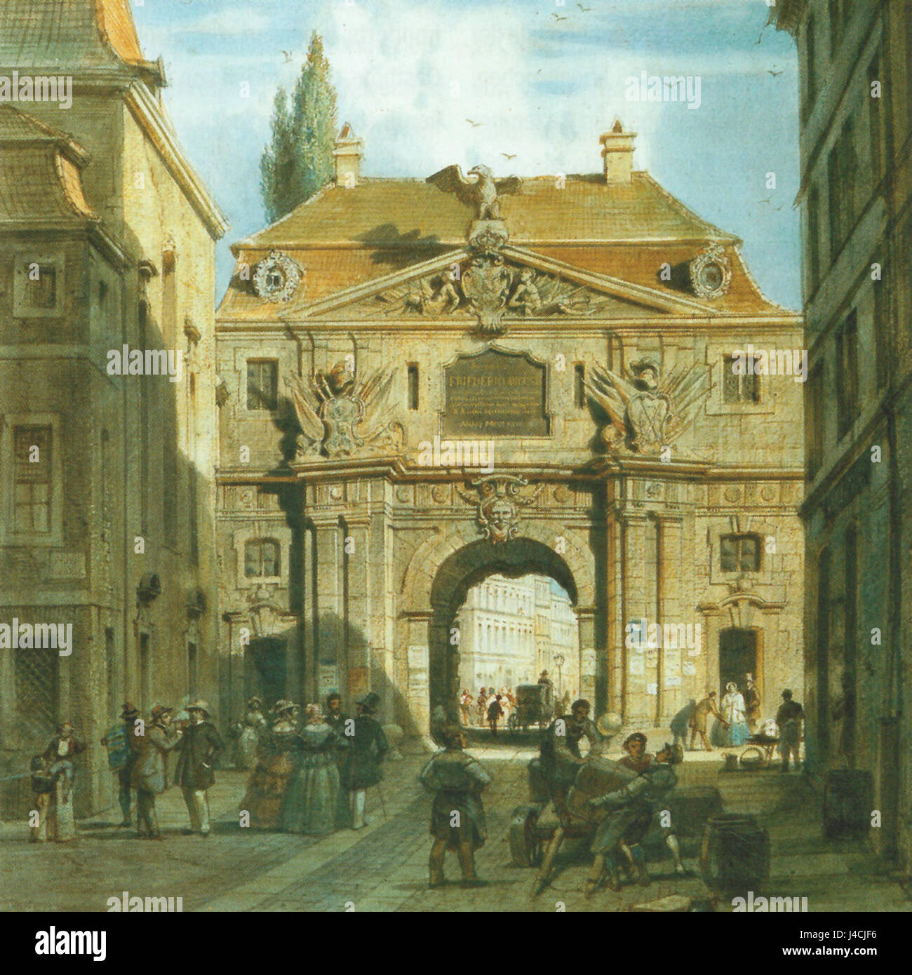 Peterstor a Lipsia è un sito storico, che si riferisce probabilmente a un edificio o a un luogo della metà del XIX secolo. Offre approfondimenti sugli sviluppi architettonici e culturali di Lipsia durante il periodo. Foto Stock