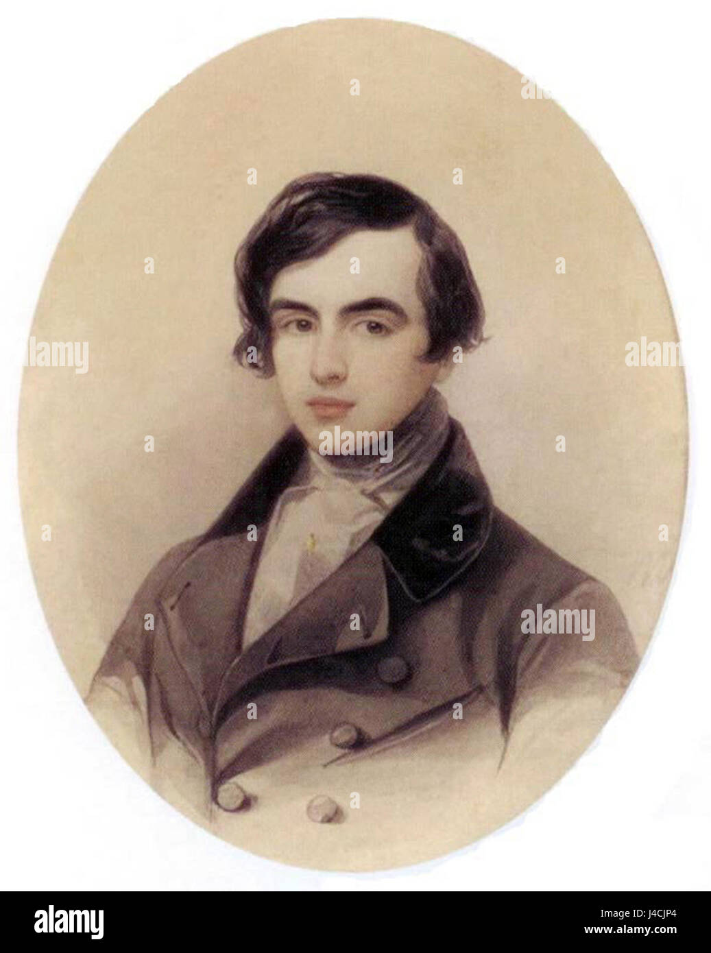 Questo ritratto di Peter Shuvalov, creato dall'artista Hau, raffigura il nobile russo in uno stile classico del XVIII secolo. L'opera d'arte cattura la sua espressione dignitosa e i dettagli intricati del suo abbigliamento aristocratico. Foto Stock