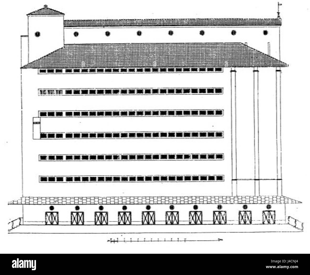 Ritning till lagerhuser i Vara è un disegno architettonico dettagliato per gli edifici di magazzino a Vara, Svezia, che riflette la progettazione e la pianificazione di strutture di stoccaggio nella regione. Foto Stock