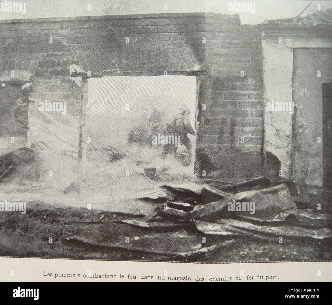 Potemkin ammutinamento di porto di Odessa vigili del fuoco al lavoro Foto Stock