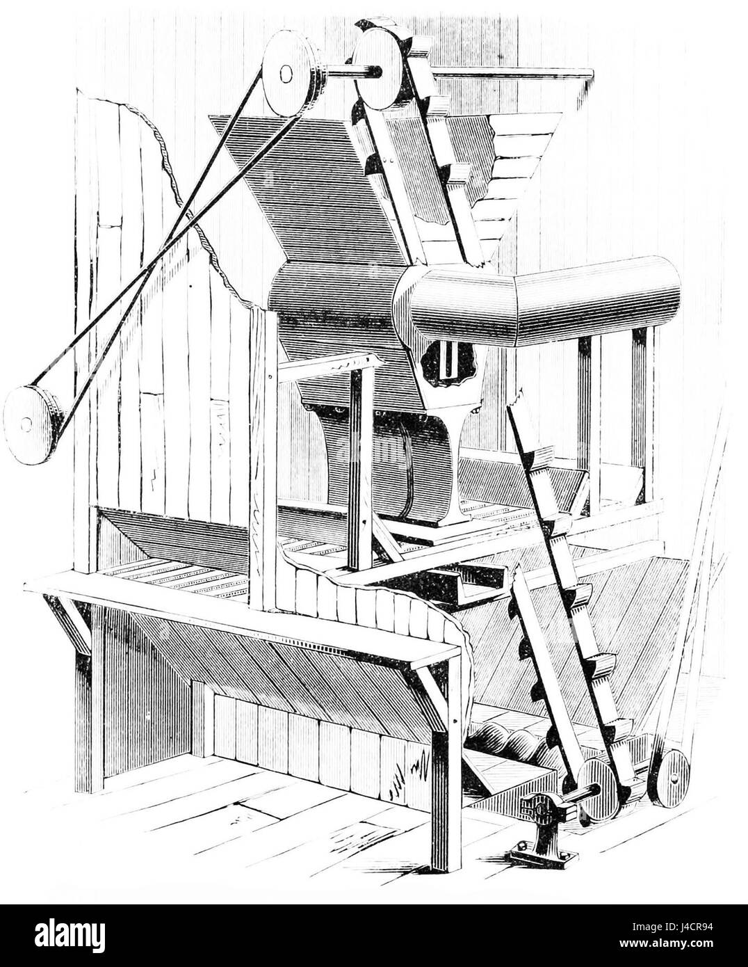 Questo si riferisce a una macchina usata per incidere sabbie su lastre piane, probabilmente sviluppata durante la fine del XIX secolo o l'inizio del XX secolo. Rappresenta l'evoluzione della tecnologia dell'incisione per scopi artistici o industriali. Foto Stock