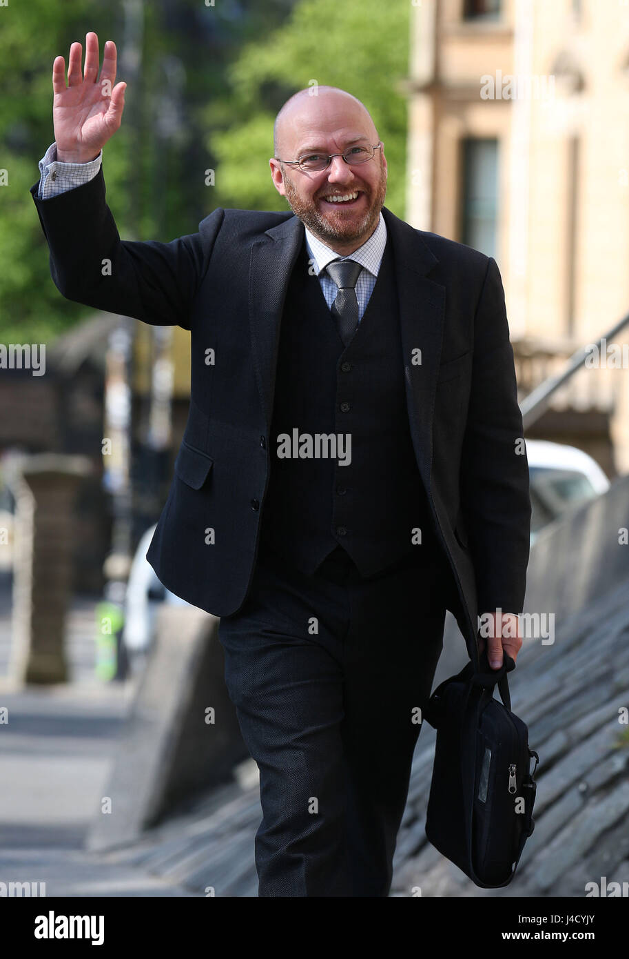 Partito dei Verdi co-organizzatore Patrick Harvie al lancio di verdi scozzese di Glasgow Nord campagna elettorale . Foto Stock