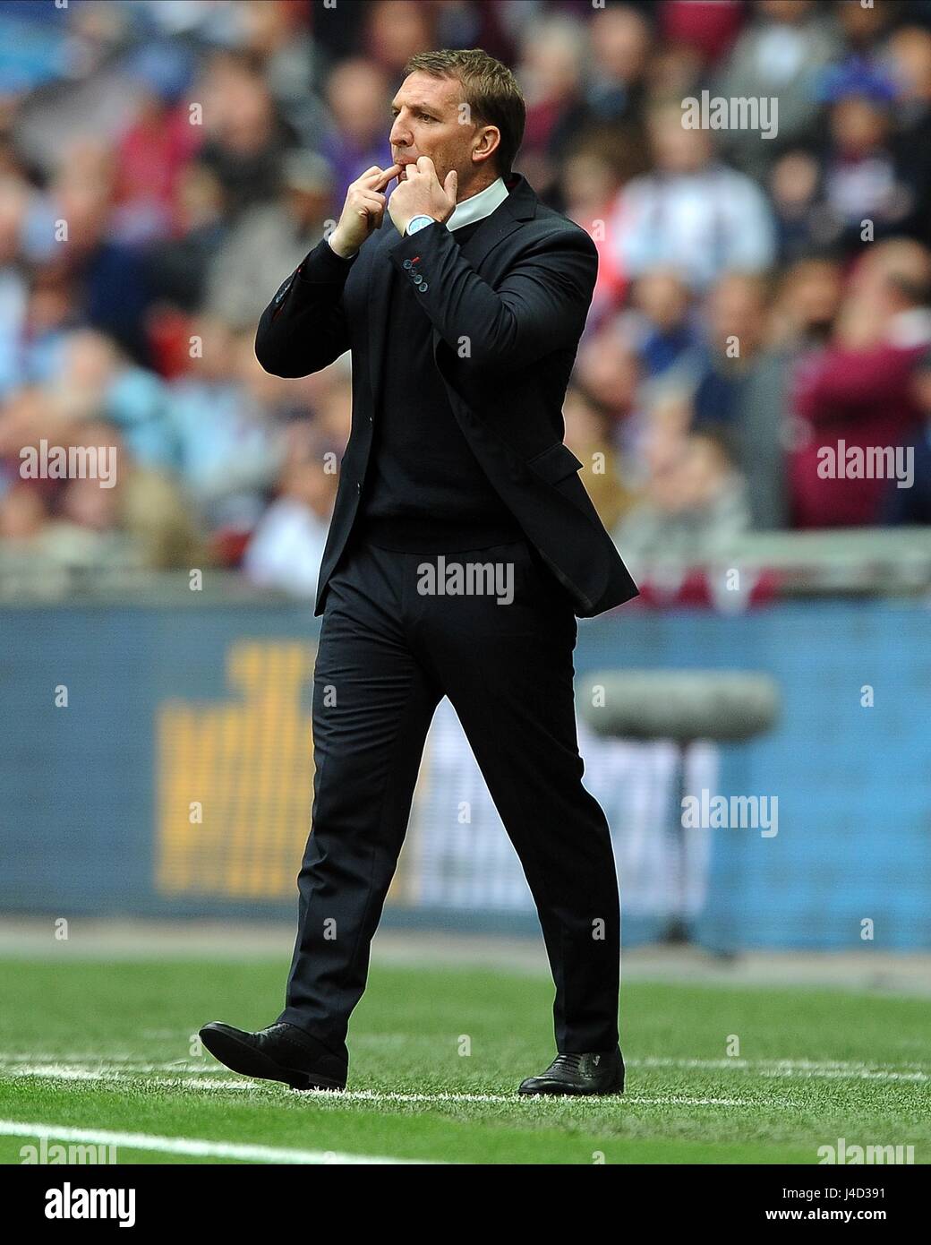 LIVERPOOL MANAGER BRENDAN RODG ASTON VILLA V Liverpool Wembley Stadium Londra Inghilterra 19 aprile 2015 Foto Stock