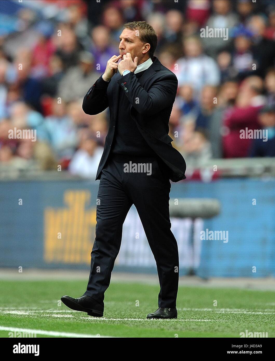 LIVERPOOL MANAGER BRENDAN RODG ASTON VILLA V Liverpool Wembley Stadium Londra Inghilterra 19 aprile 2015 Foto Stock