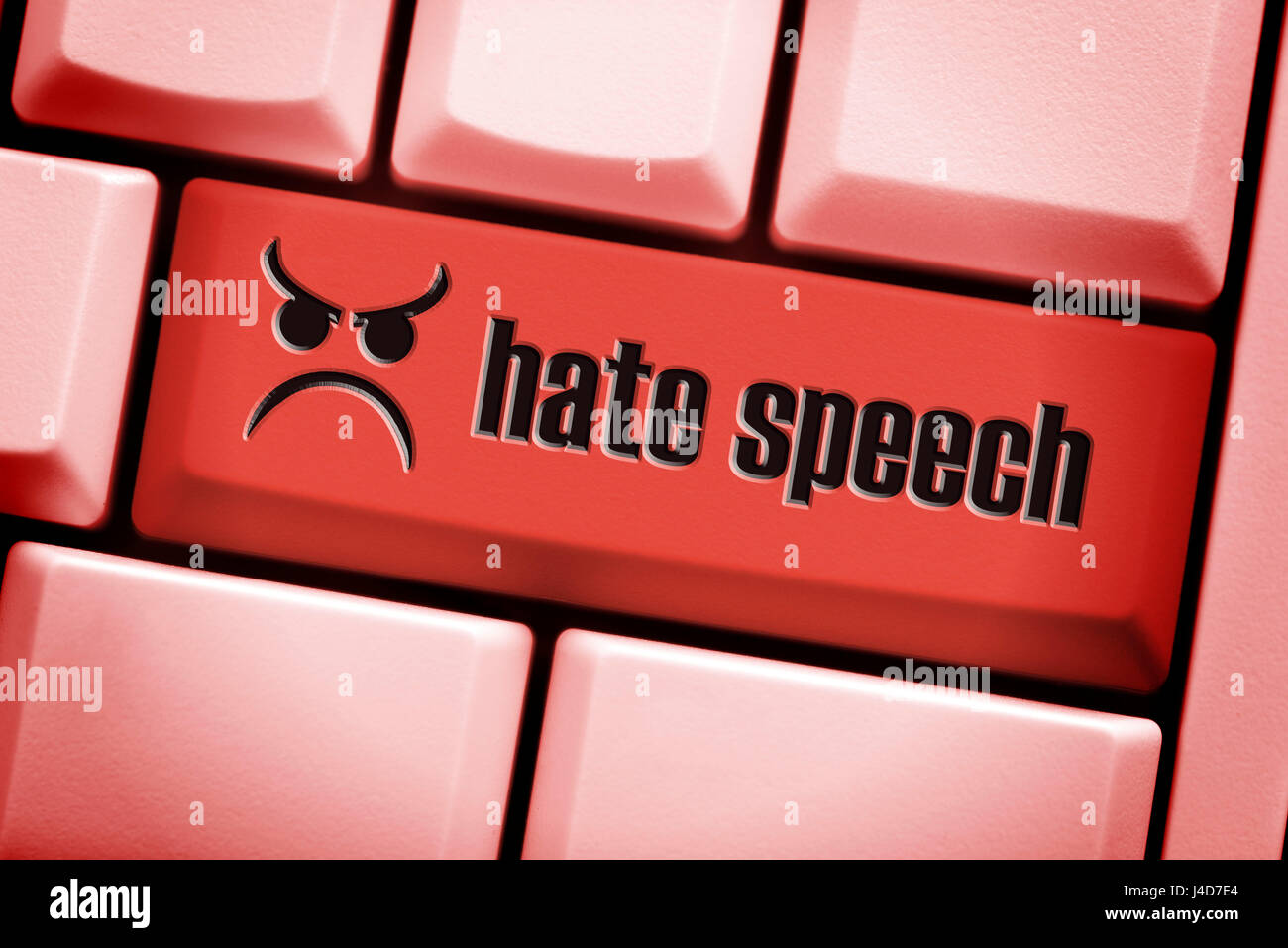 Chiave del computer con l'etichetta di odio, di odio parlando su reti sociali, Computertaste mit der Aufschrift odio, Hassreden in sozialen Netzwe Foto Stock