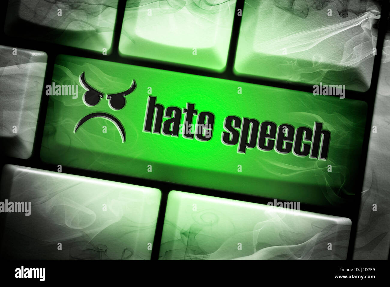 Chiave del computer con l'etichetta di odio, di odio parlando su reti sociali, Computertaste mit der Aufschrift odio, Hassreden in sozialen Netzwe Foto Stock