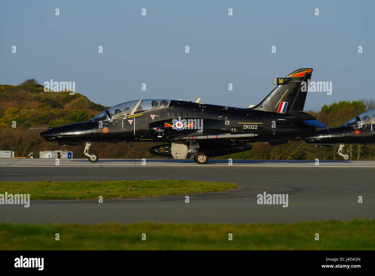 BAE Hawk T2 ZK022, presso la RAF Valley, Anglesey, Foto Stock