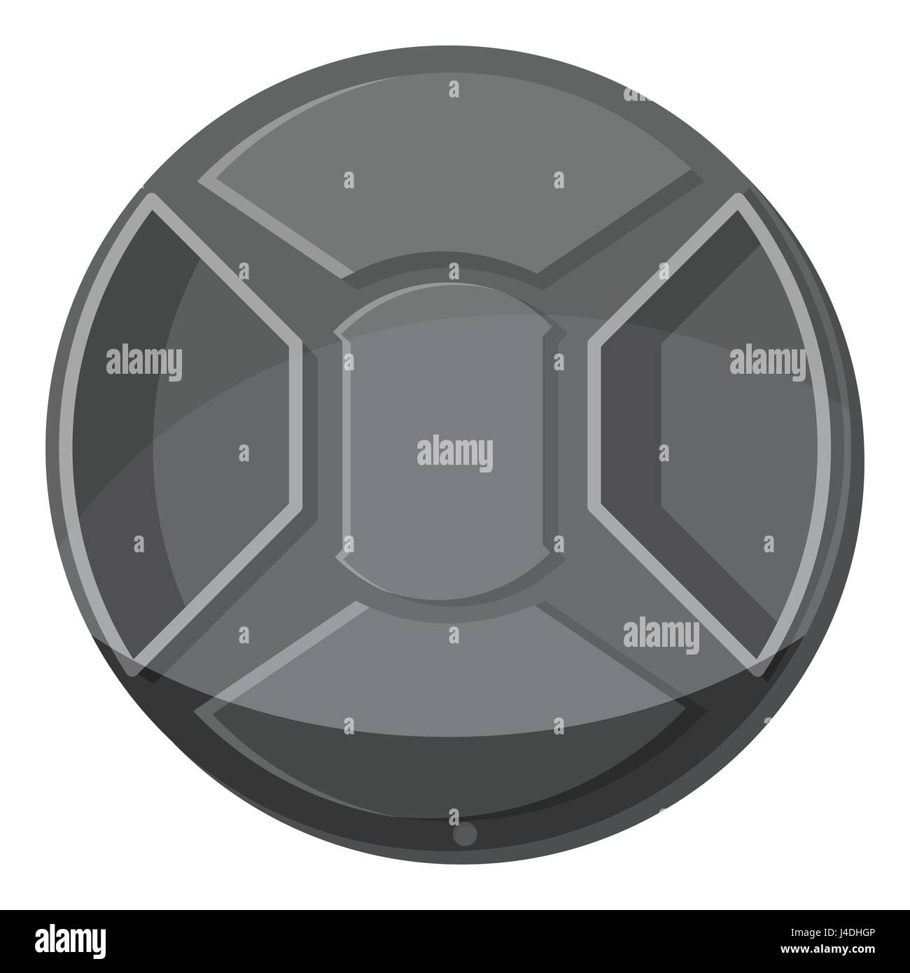 Copertura lente sull'icona della fotocamera, grigio in stile monocromatico Illustrazione Vettoriale