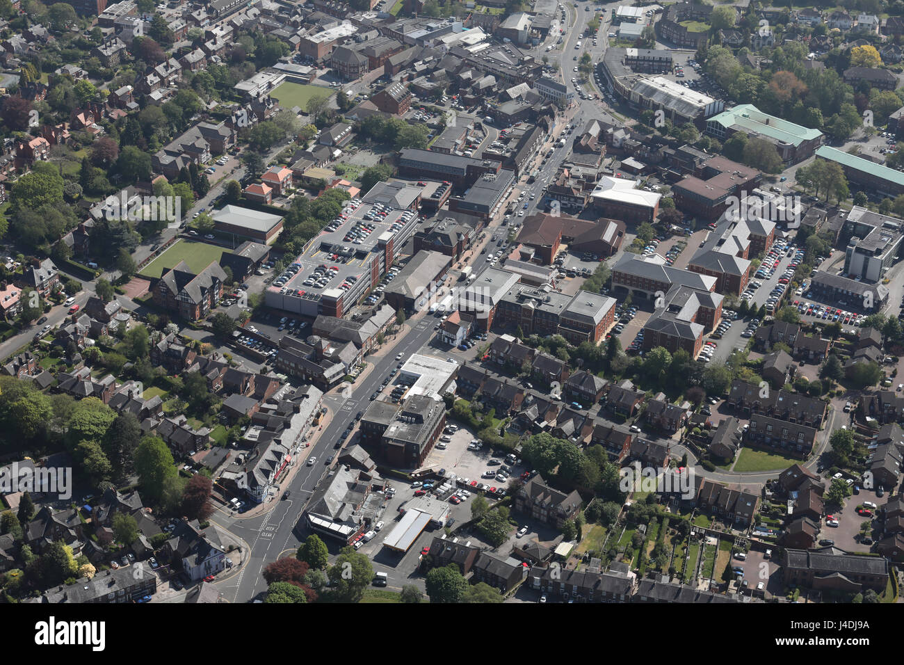 Vista aerea del centro di Wilmslow Foto Stock
