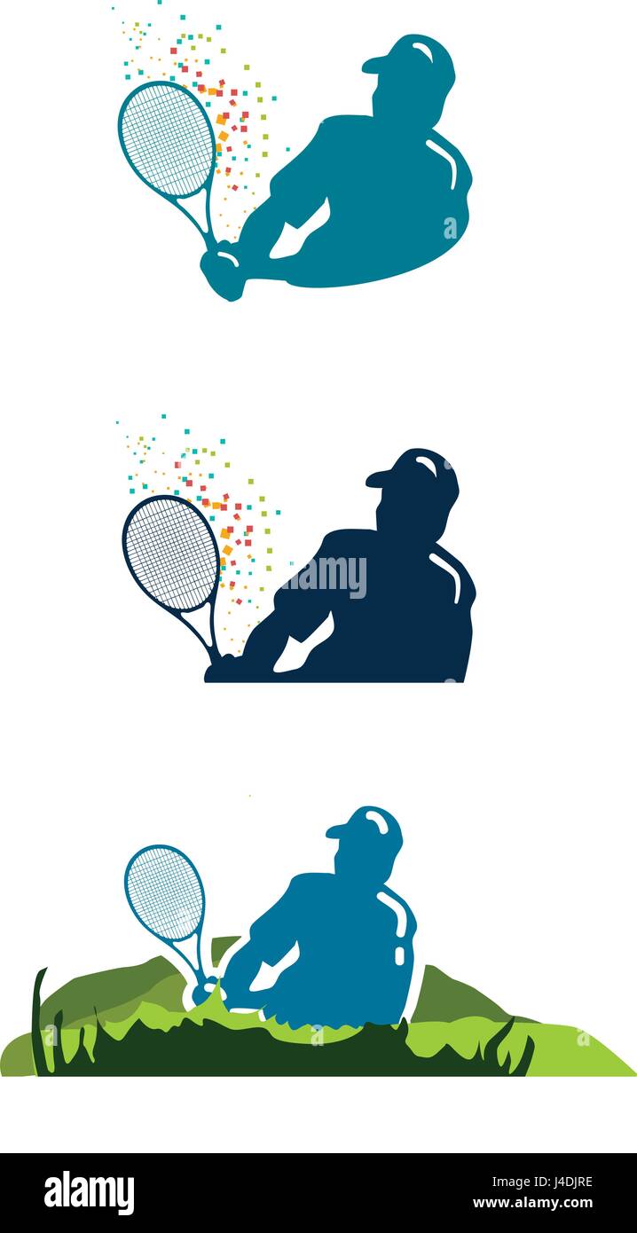 Giocatore di Tennis logo illustrazione vettoriale Illustrazione Vettoriale