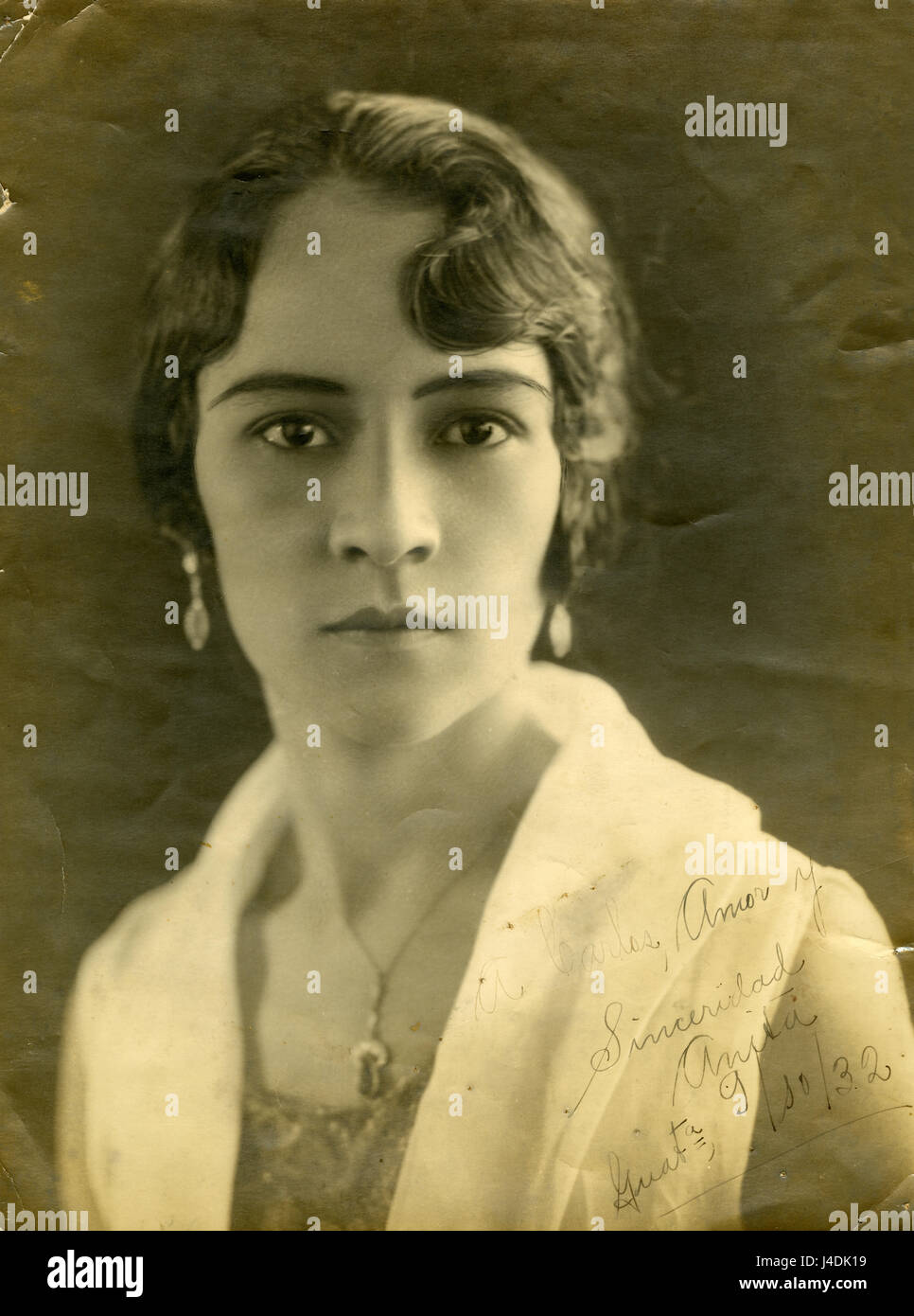 Antique 1932 fotografia, una bella donna dal Guatemala, con l'iscrizione. Fonte: incisione originale. Foto Stock