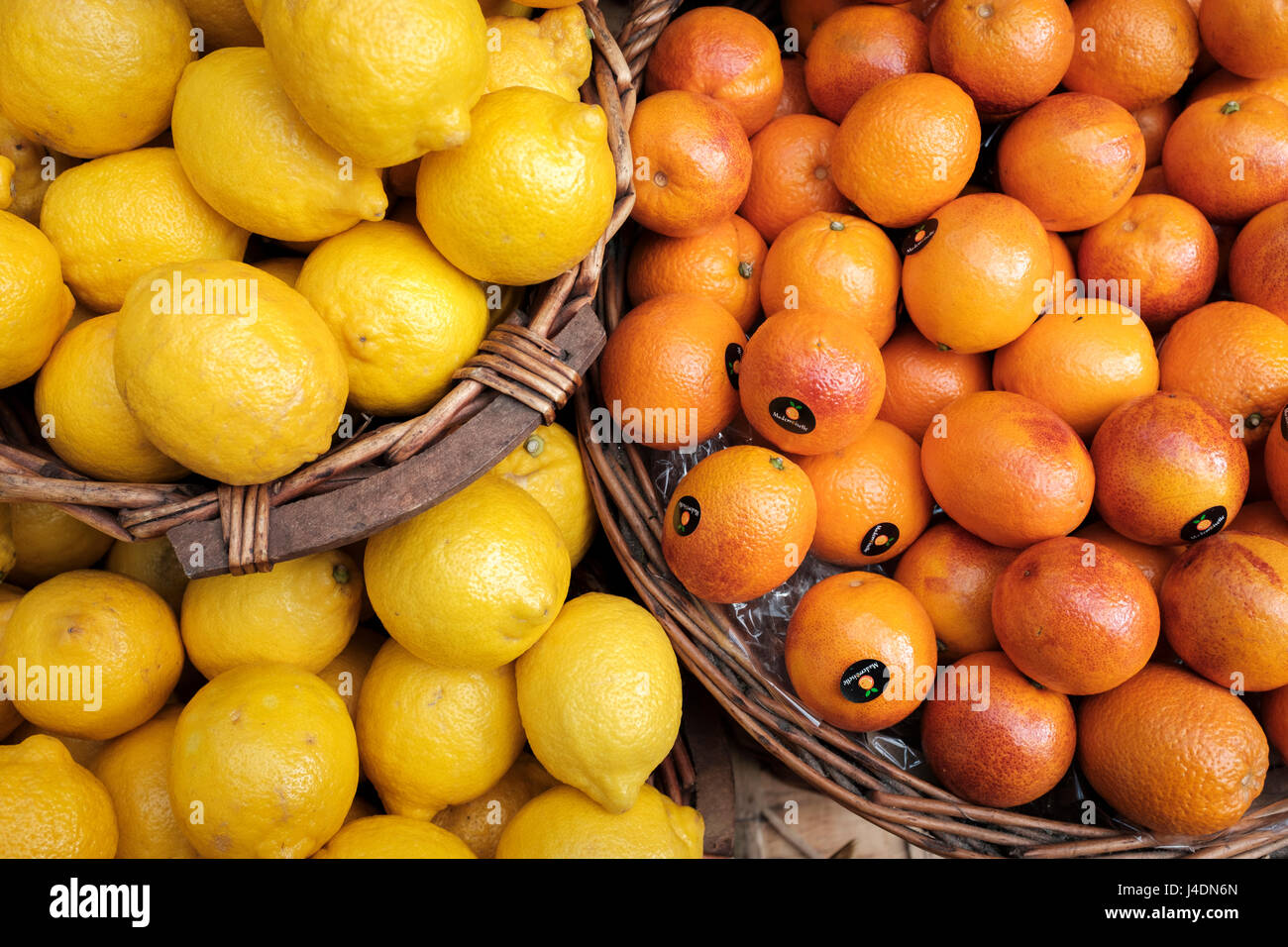 Ricco di vitamina Fruits-Lemons agrumi e arance rosse , Foto Stock