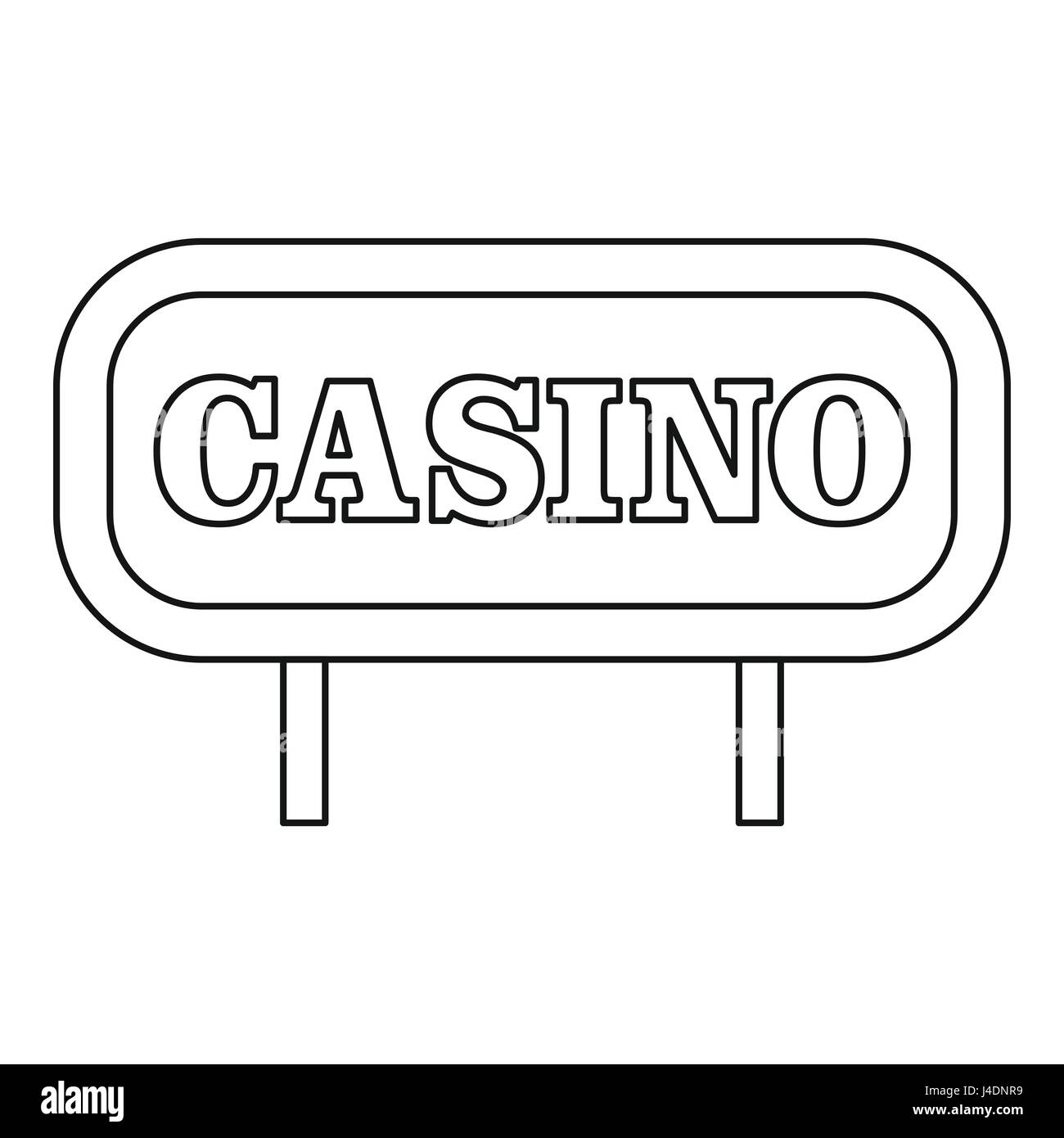 Casino cartello icona, stile contorno Illustrazione Vettoriale
