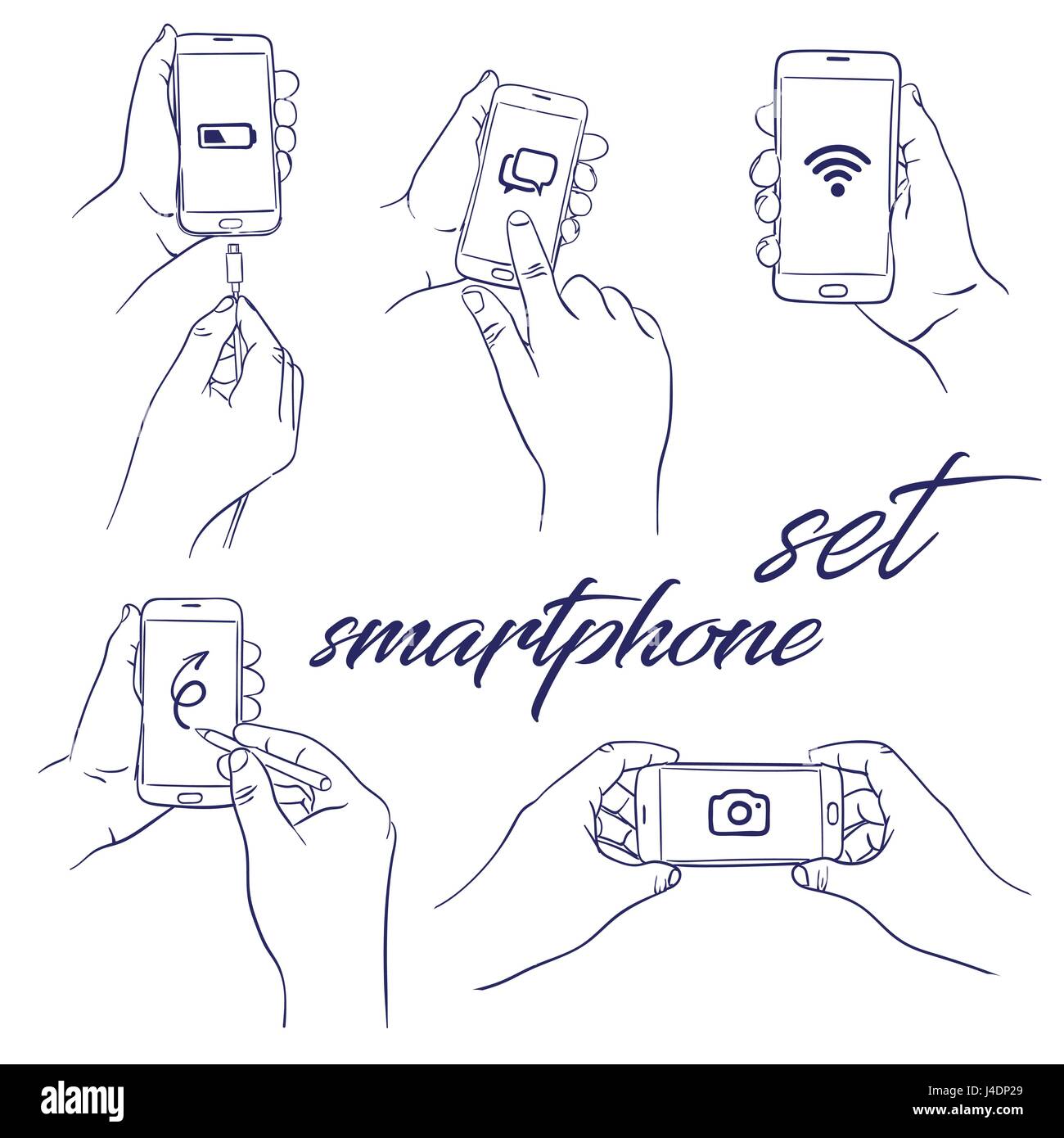 Imposta icona smartphone Illustrazione Vettoriale