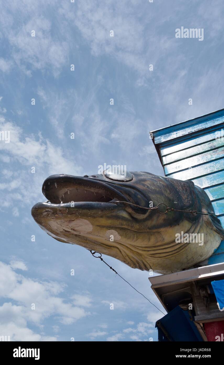 La parte esterna del castoro House bait shop in Grand Marais, Minnesota, Stati Uniti d'America. Foto Stock