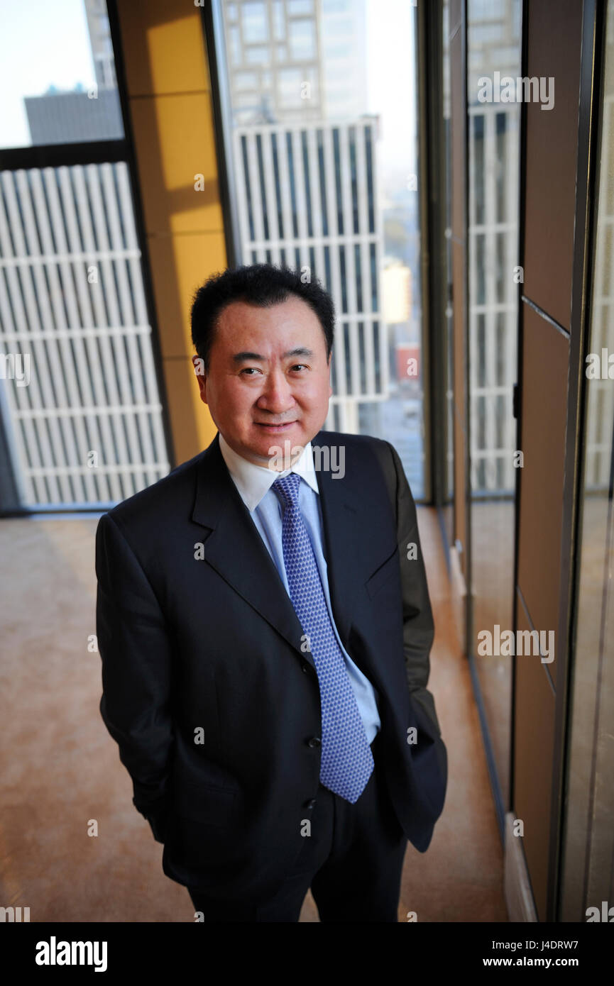 Wang, Jianlin miliardario cinese e il presidente di Dalian Wanda Group, uno dei più grande della Cina gli sviluppatori immobiliari, pone a Pechino in Cina. Foto Stock