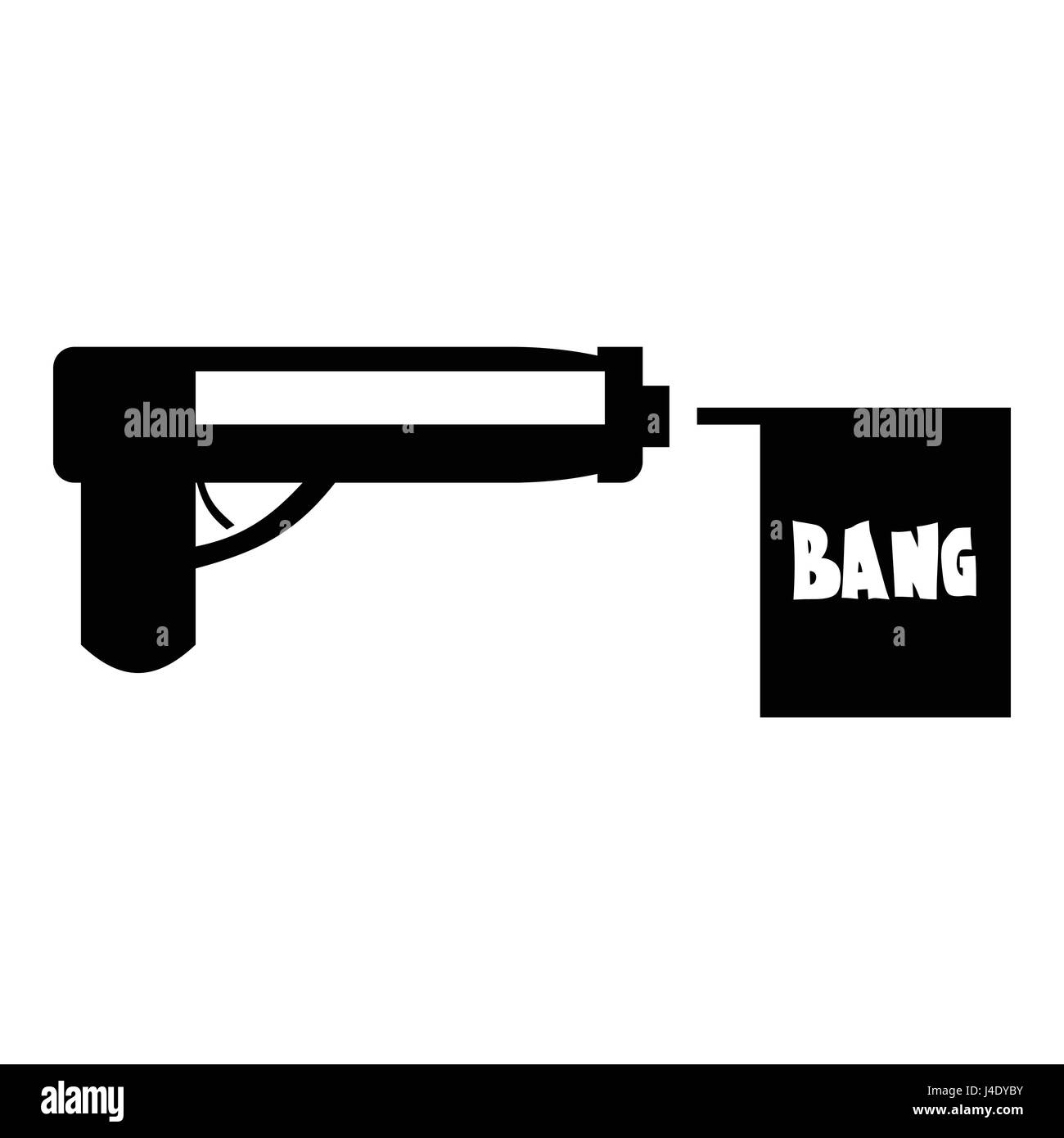 Pistola con bandiera icona giocattolo, stile semplice Illustrazione Vettoriale