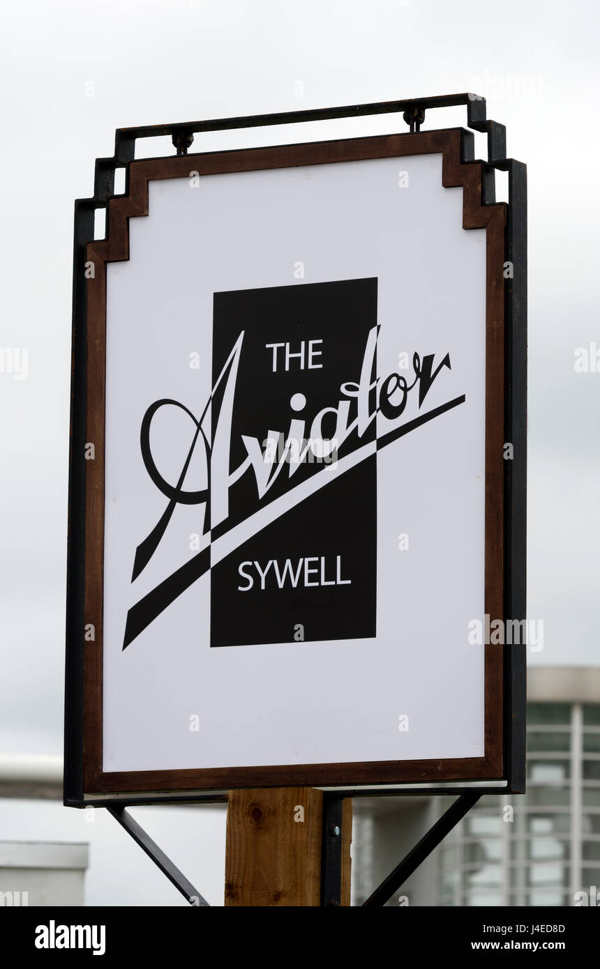The Aviator hotel segno, Sywell Aerodrome, Northamptonshire, England, Regno Unito Foto Stock