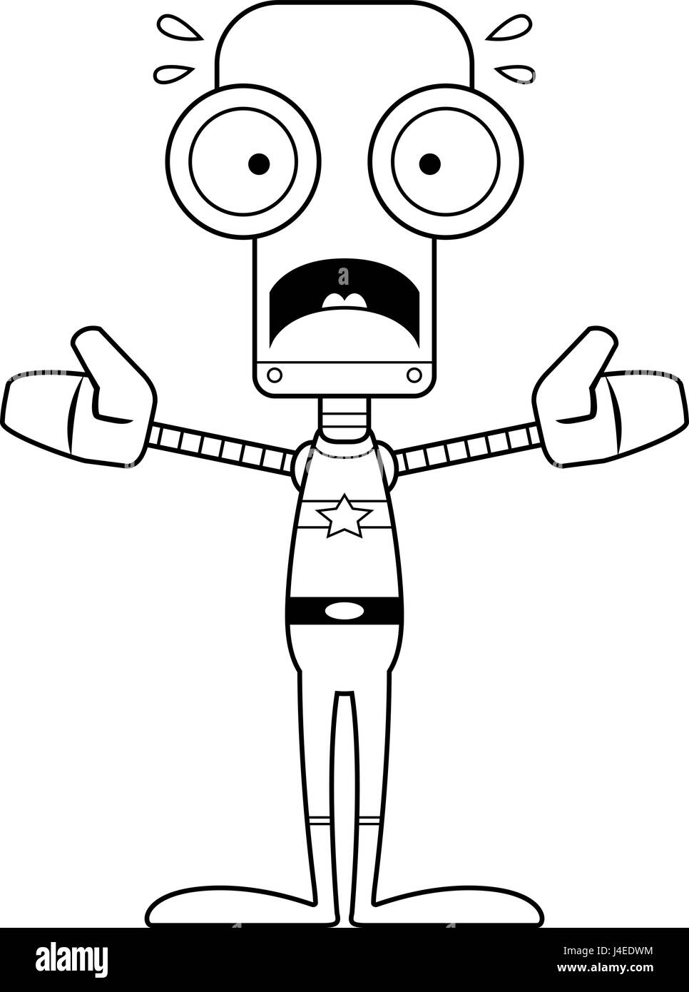 Un supereroe dei cartoni animati robot cercando spaventata. Illustrazione Vettoriale