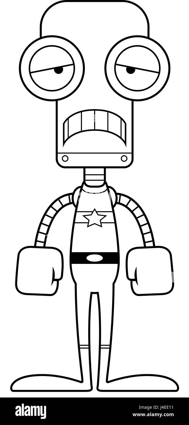 Un supereroe dei cartoni animati robot cercando triste. Illustrazione Vettoriale