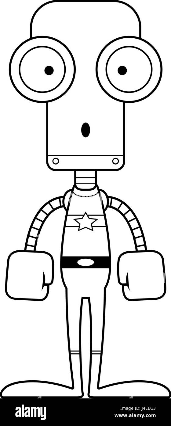 Un supereroe dei cartoni animati robot cercando sorpreso. Illustrazione Vettoriale