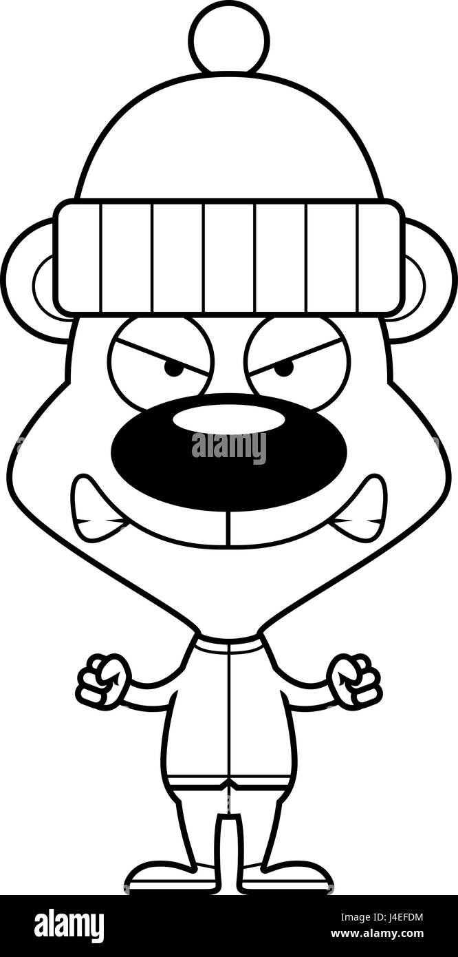 Un cartone animato in inverno portano alla ricerca arrabbiato. Illustrazione Vettoriale