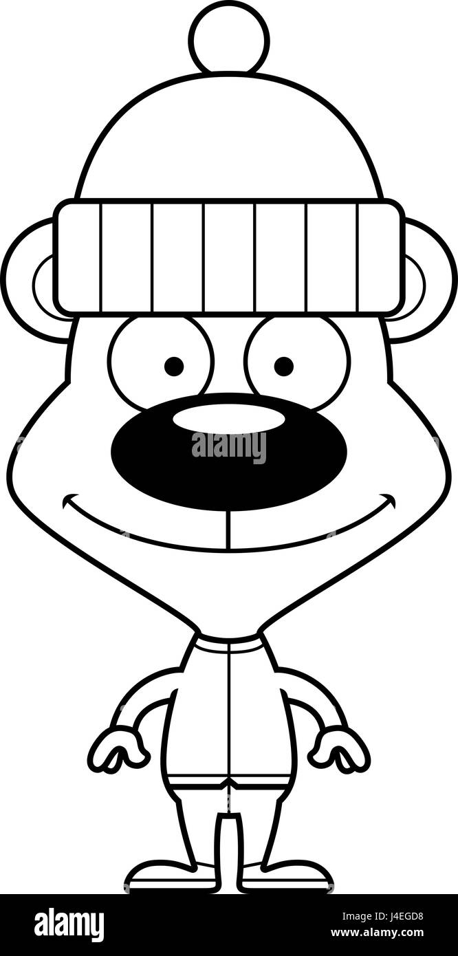 Un cartone animato in inverno orso sorridente. Illustrazione Vettoriale