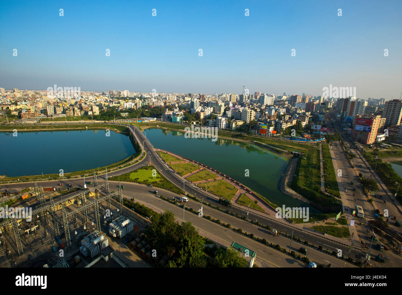 Una veduta aerea della zona Hatirjheel a Dhaka. Dacca in Bangladesh Foto Stock