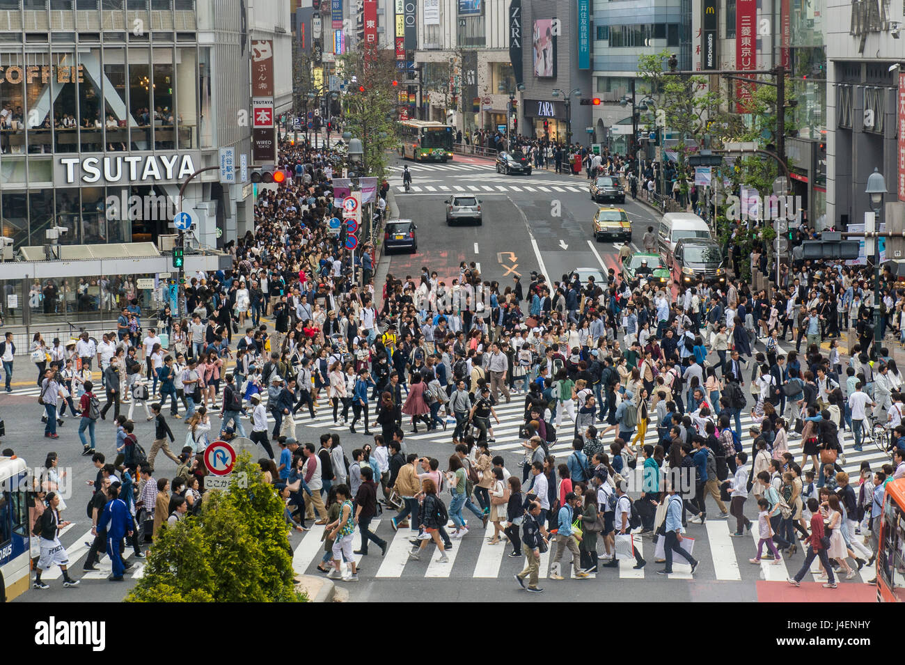 Shibuya crossing, la più trafficata strada che attraversa in tutto il mondo, Tokyo, Giappone, Asia Foto Stock