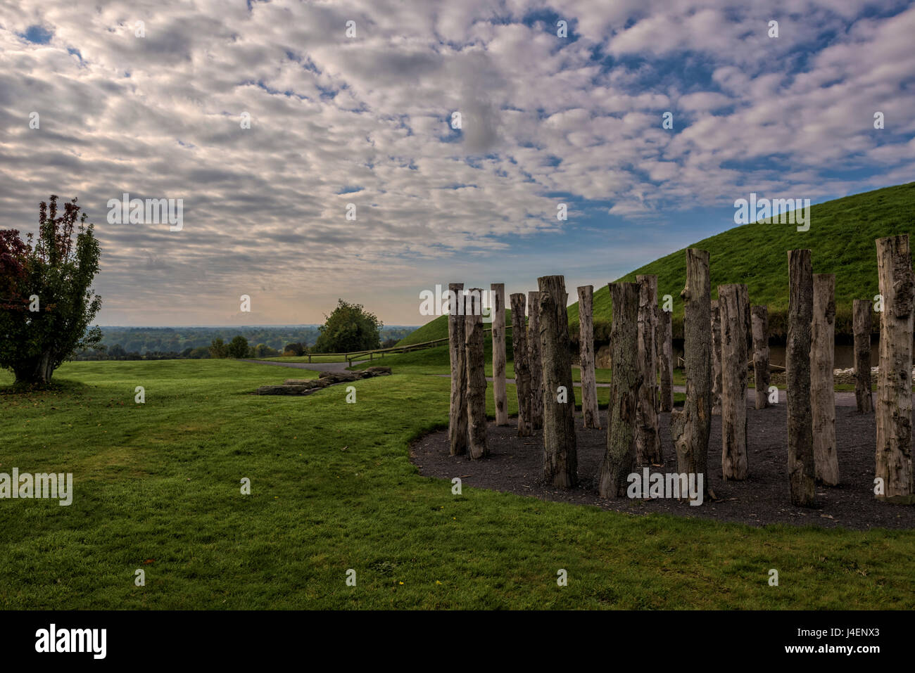 Knowth, nella contea di Meath, Leinster, Repubblica di Irlanda, Europa Foto Stock