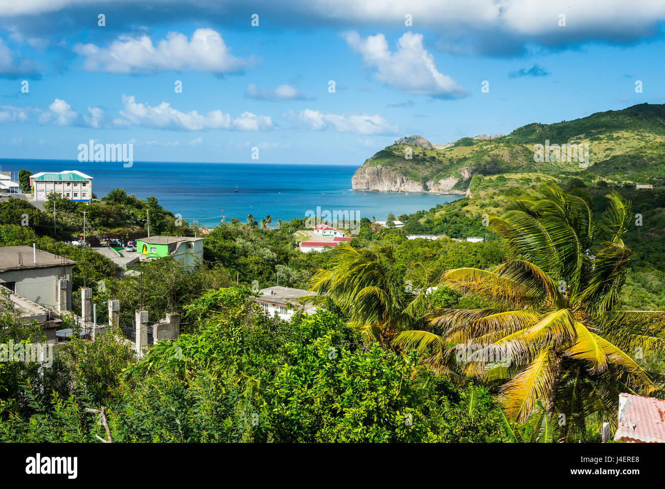 Vista su Little Bay, Montserrat, British territorio di oltremare, West Indies, dei Caraibi e America centrale Foto Stock