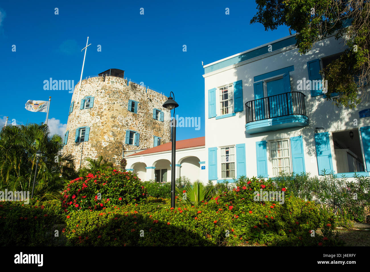 Il castello di Bluebirds, Charlotte Amalie, capitale di San Tommaso, Isole Vergini americane, West Indies, dei Caraibi e America centrale Foto Stock