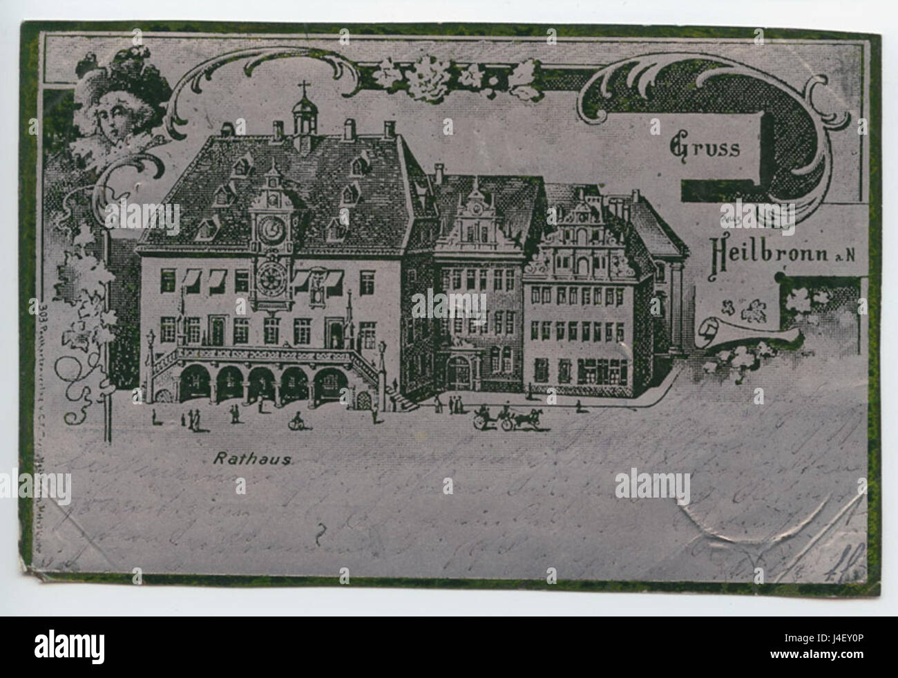 Questa voce si riferisce a un timbro postale storico di Heilbronn, Germania, datato 30 agosto 1899, che segna un momento importante nella storia postale con il timbro e il riferimento d'archivio. Foto Stock