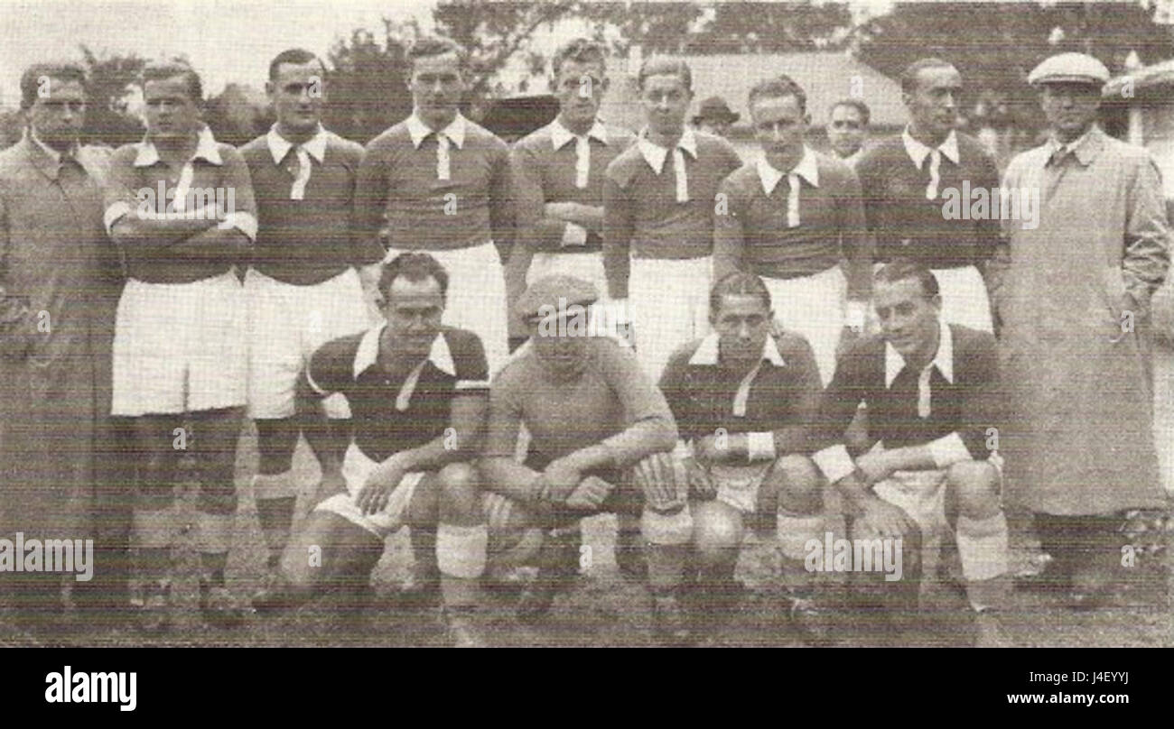 Questo si riferisce ai dati storici del RC Strasbourg, una squadra di calcio professionistico francese, durante le stagioni 1936-1937, evidenziando le partite e le prestazioni chiave durante quel periodo. Foto Stock