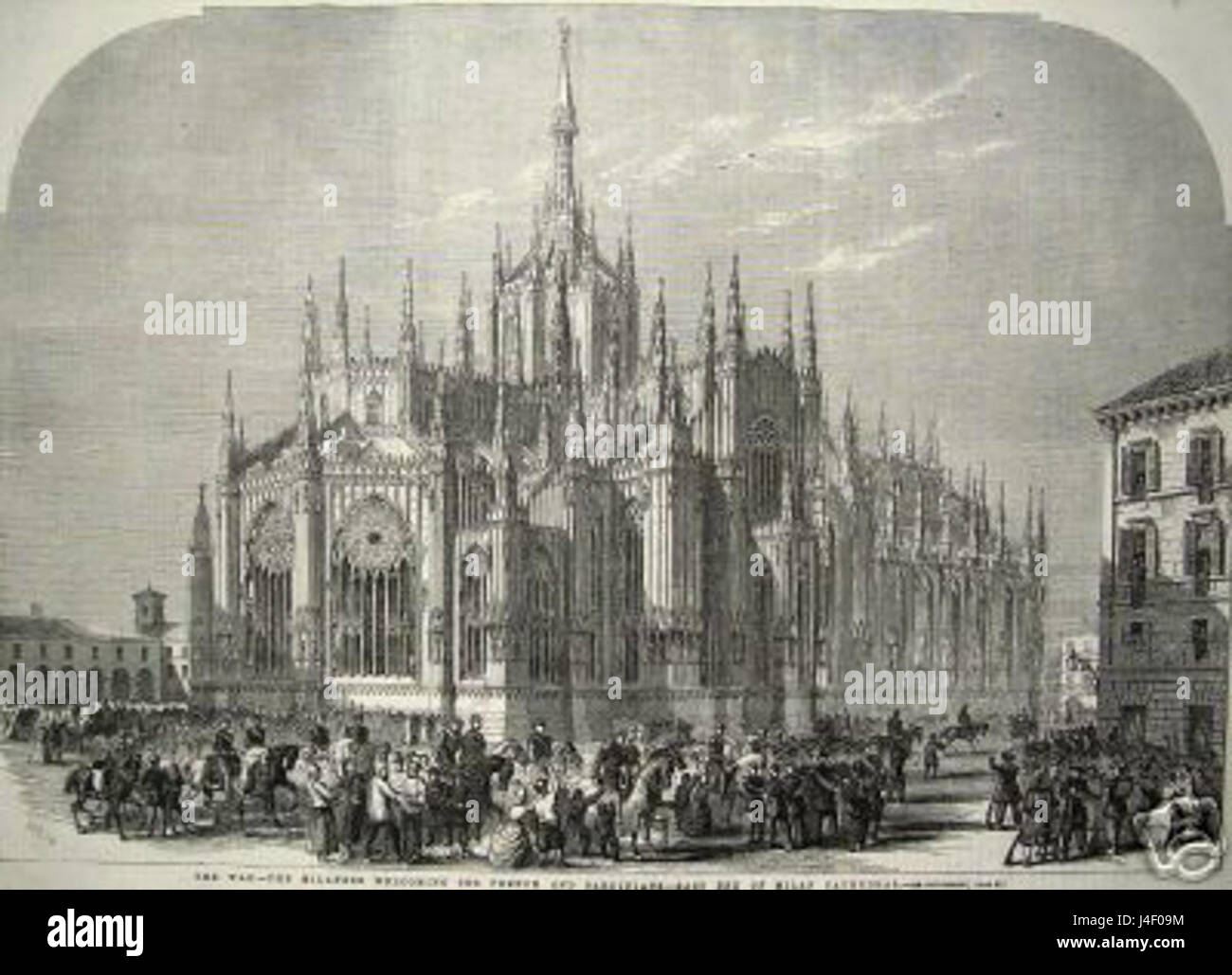 Questa immagine raffigura l'estremità orientale della Cattedrale di Milano, in Italia, presente nel numero 1859 del The Illustrated London News. La cattedrale è rinomata per la sua architettura gotica ed è uno dei monumenti più rappresentativi di Italyâ. Foto Stock