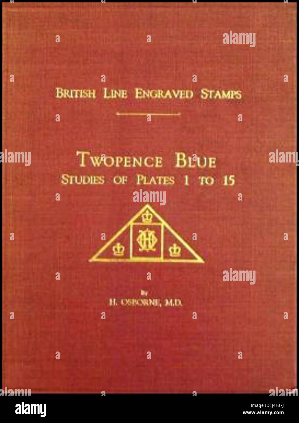 Linea britannica timbri incisi Twopence Blue studi di piastre da 1 a 15 da Harry Osborne Foto Stock