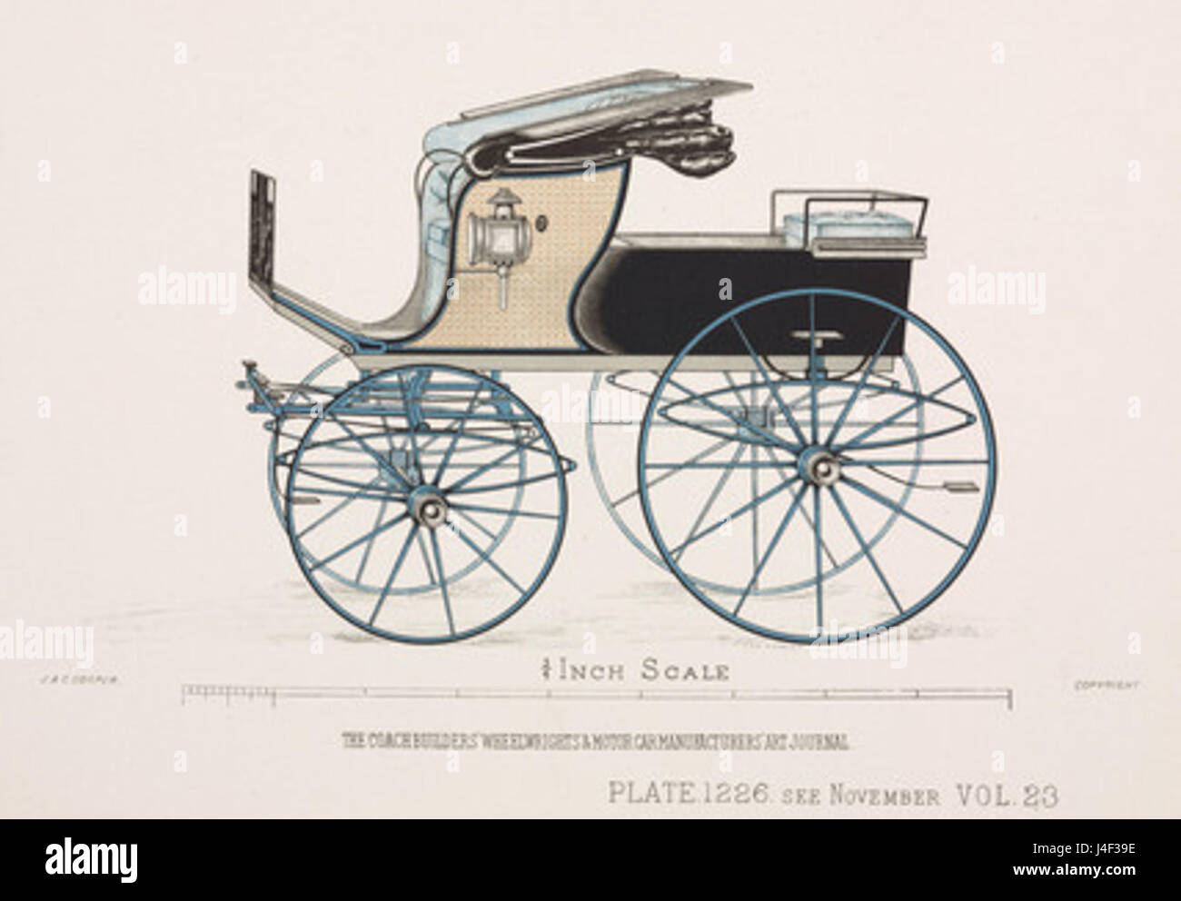 Il "Demi mail phaeton" del 1903 circa è un tipo di carrozza trainata da cavalli. I Faetoni erano popolari tra la fine del XIX e l'inizio del XX secolo, noti per il loro design elegante e l'uso per il trasporto personale, specialmente nei circoli ricchi. Foto Stock