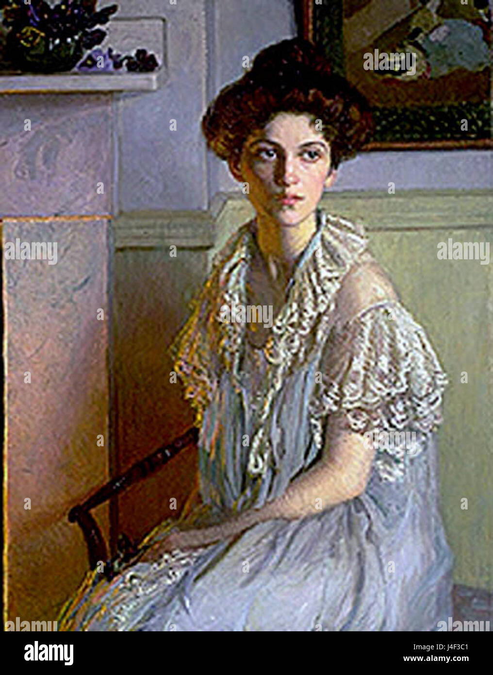 Lilla Cabot Perry Lady con ciotola di violette 1910 Foto Stock