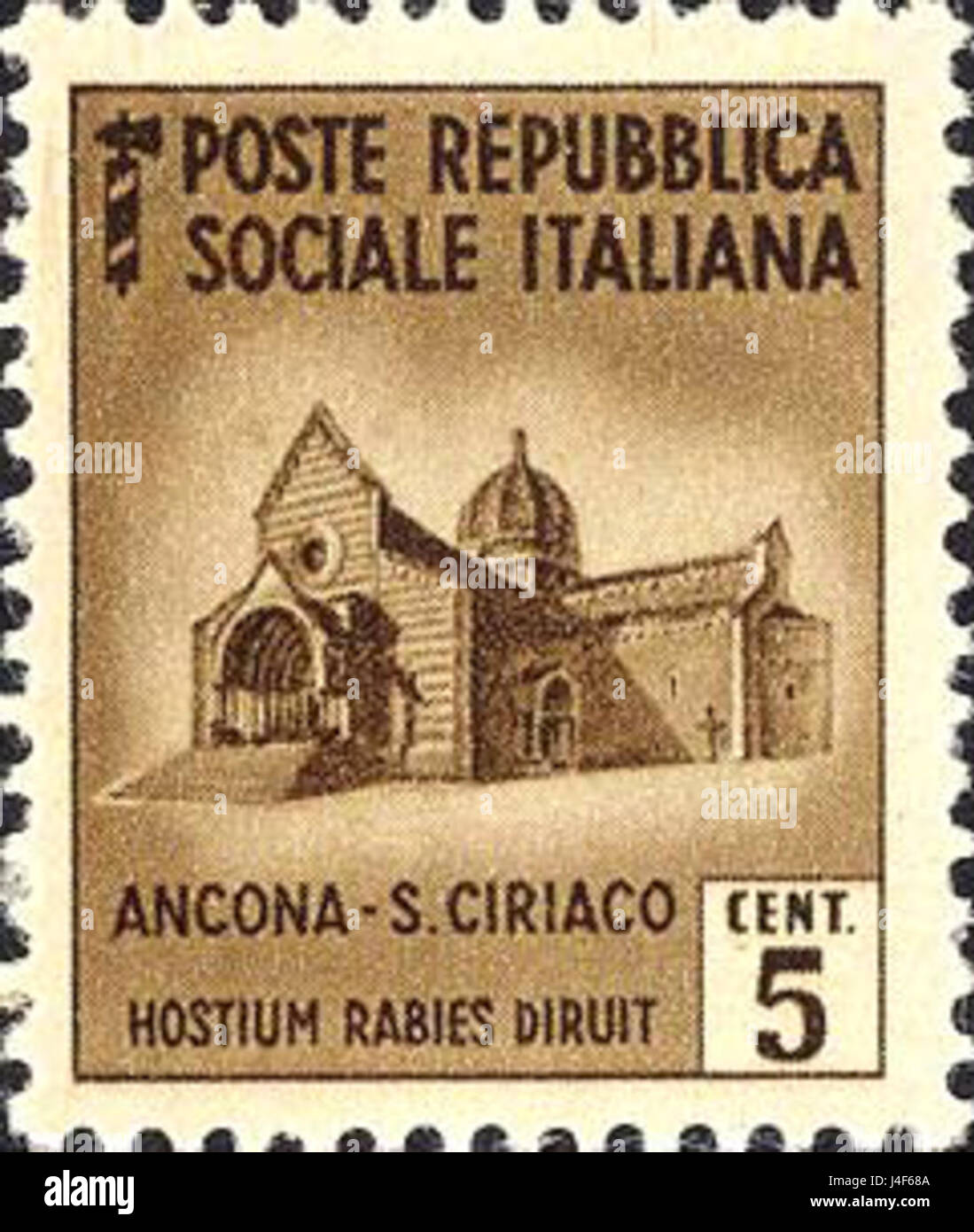 Ancona cattedrale di San Ciriaco francobollo della Repubblica Sociale Italiana Foto Stock