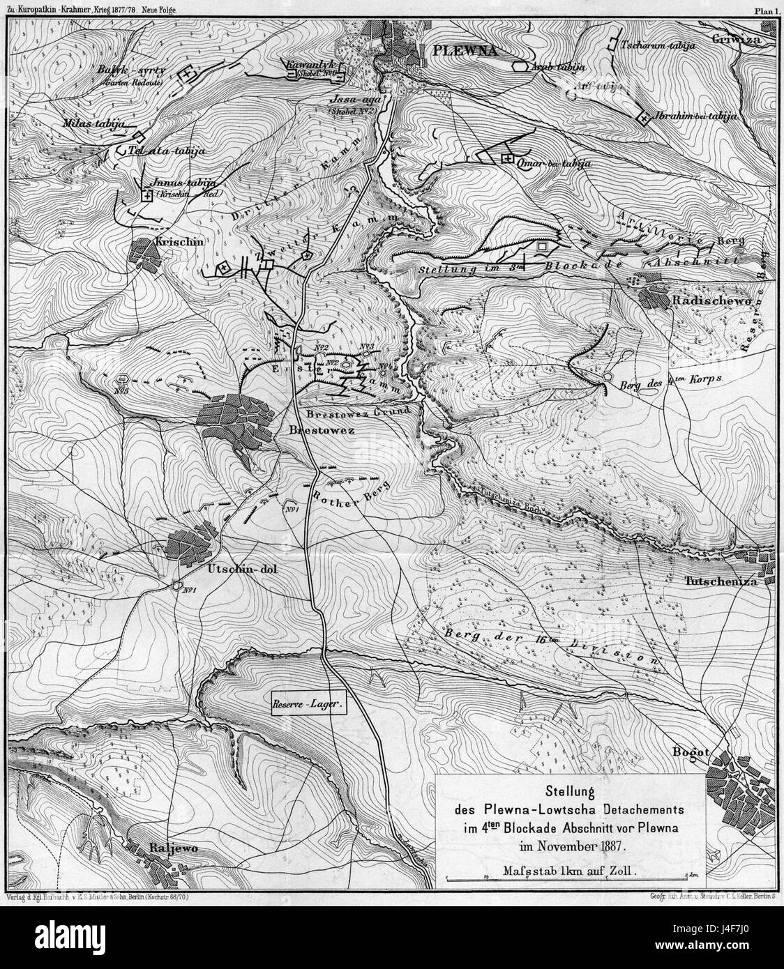 La guerra russo-turca (1877-1878) vide battaglie significative, tra cui l'assedio di Plevna nel novembre 1877. Questo segnò un punto di svolta nel conflitto, con le forze russe che guadagnarono terreno cruciale contro l'Impero ottomano. Foto Stock