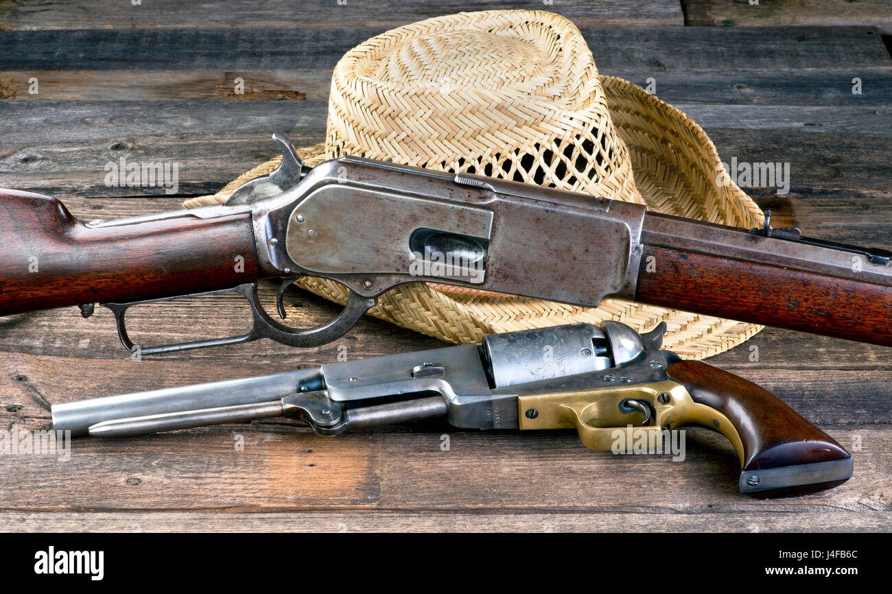 Pistole antiche che ha vinto il selvaggio west. Foto Stock