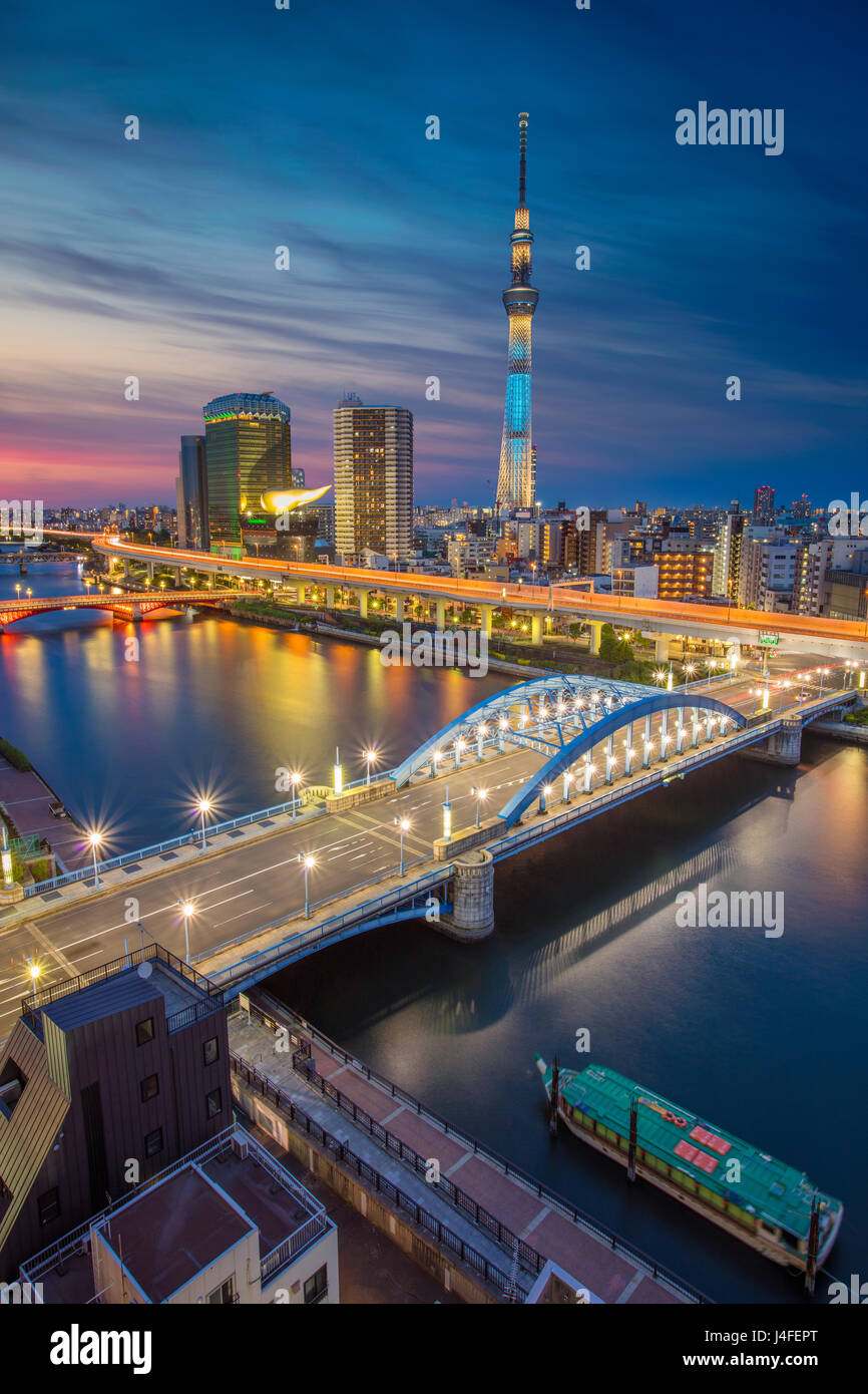 Tokyo. Cityscape immagine di Tokyo durante il crepuscolo in Giappone. Foto Stock