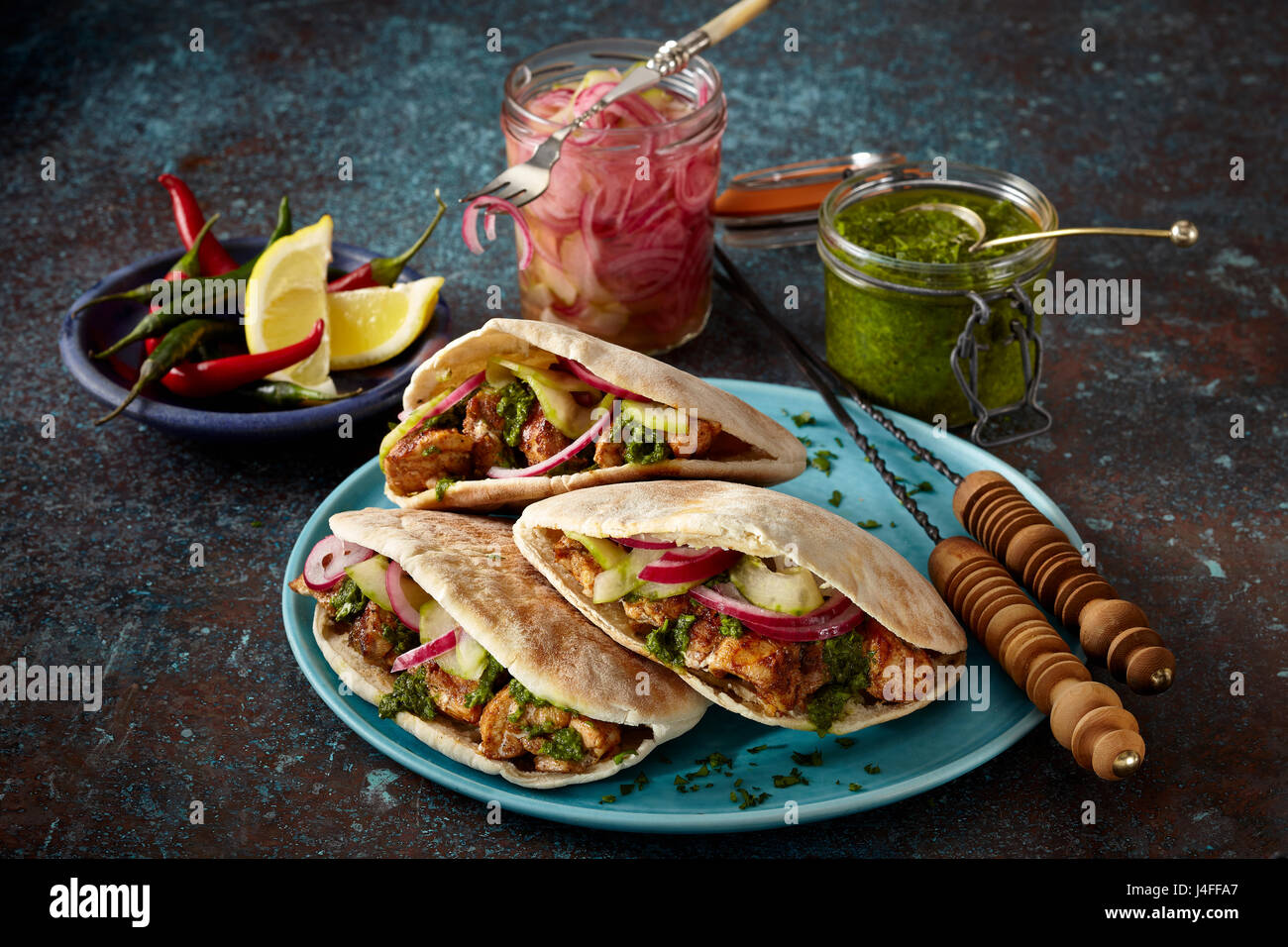 Medio Oriente wrap di pollo Foto Stock