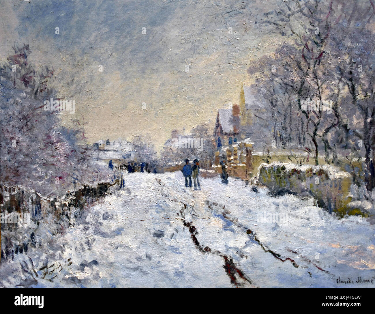 Quadro Su Tela "Scena Di Neve A Argenteuil" Di Claude Monet – Riproduzione Artistica 101x76 Cm – Tela Pronta Da Appendere Con Cornice In Legno - 2
