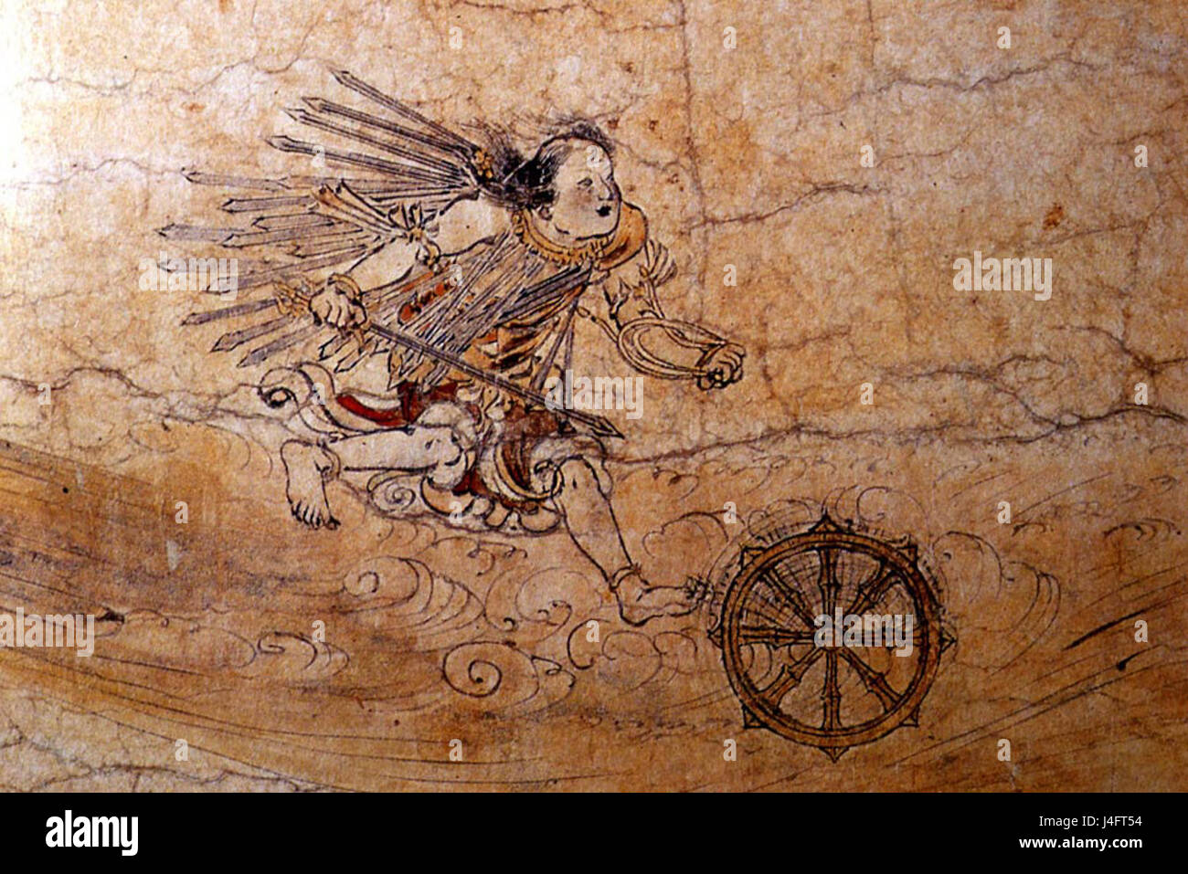 Shigisan Engi Emaki è un racconto dipinto giapponese, con Bishamonten come una delle figure raffigurate. Questo particolare dettaglio si concentra sul messaggero di Bishamonten, una divinità del buddismo giapponese. Foto Stock