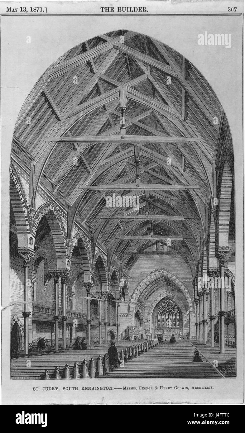 Questo titolo si riferisce all'interno dei St. Jude Courtfield Gardens, che è probabilmente un edificio storico o una tenuta in una posizione come Londra. L'anno 1871 suggerisce che facesse parte dell'architettura di epoca vittoriana, probabilmente riflettendo le tendenze del design e le norme sociali dell'epoca. L'attenzione agli interni potrebbe implicare rappresentazioni dettagliate delle sue camere e degli arredi, mettendo in risalto l'estetica dell'epoca. Foto Stock