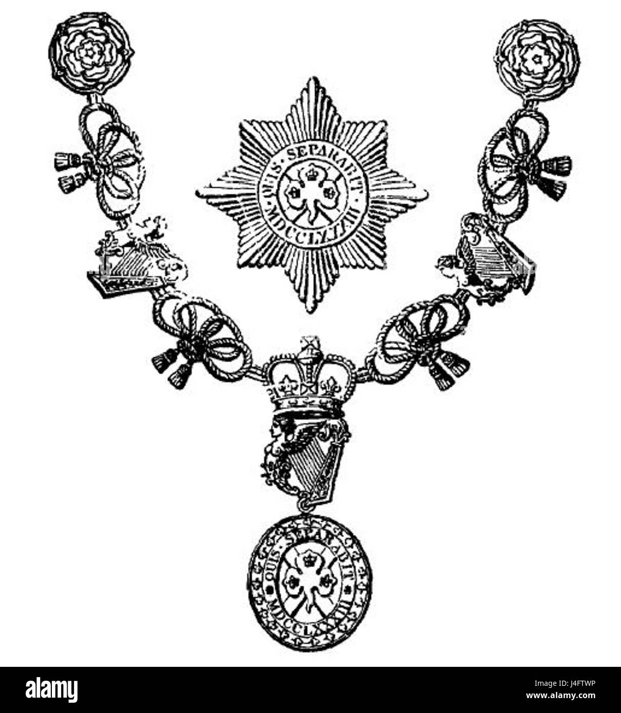 St. Patrick Insignia si riferisce a simboli o segni associati a San Patrizio, il santo patrono d'Irlanda. Queste insegne sono spesso usate in contesti religiosi o culturali per significare il patrimonio e l'identità irlandesi. Foto Stock