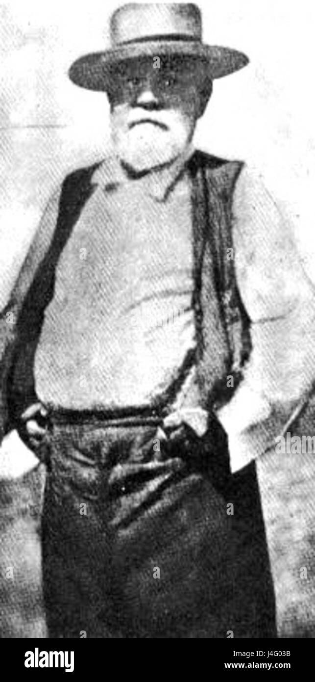 Roy Bean, noto anche come giudice Roy Bean, era una leggendaria figura americana del selvaggio West, che serviva come giudice di pace in una remota città del Texas, nota per le sue decisioni legali non convenzionali e la sua personalità colorata. Foto Stock