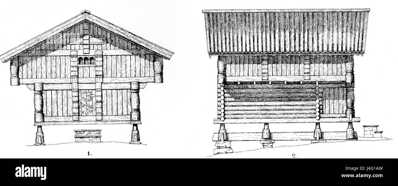 In Stabbur Figjan Numedal Norvegia disegno Foto Stock