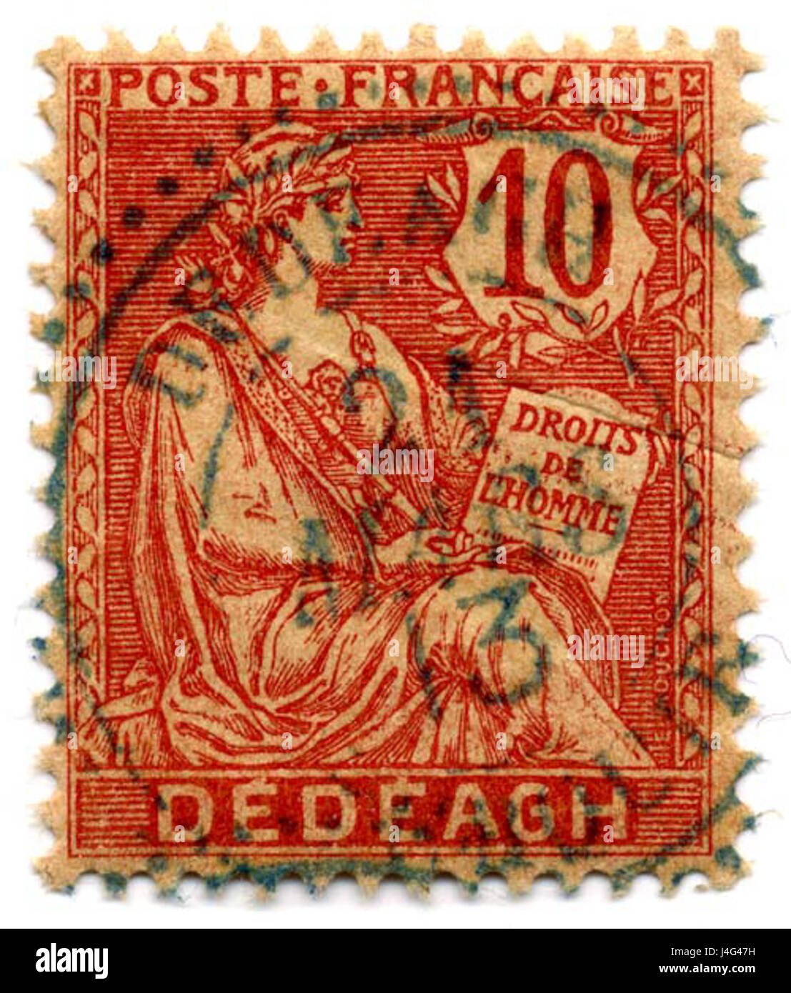 Questo titolo si riferisce a un francobollo francese del 1902, con una denominazione da 10 centesimi emessa per uso postale a Dedeagh, che riflette la storia postale dell'inizio del XX secolo e il significato filatelico. Foto Stock Questo titolo si riferisce a un francobollo francese del 1902, con una denominazione da 10 centesimi emessa per uso postale a Dedeagh, che riflette la storia postale dell'inizio del XX secolo e il significato filatelico. Foto Stock